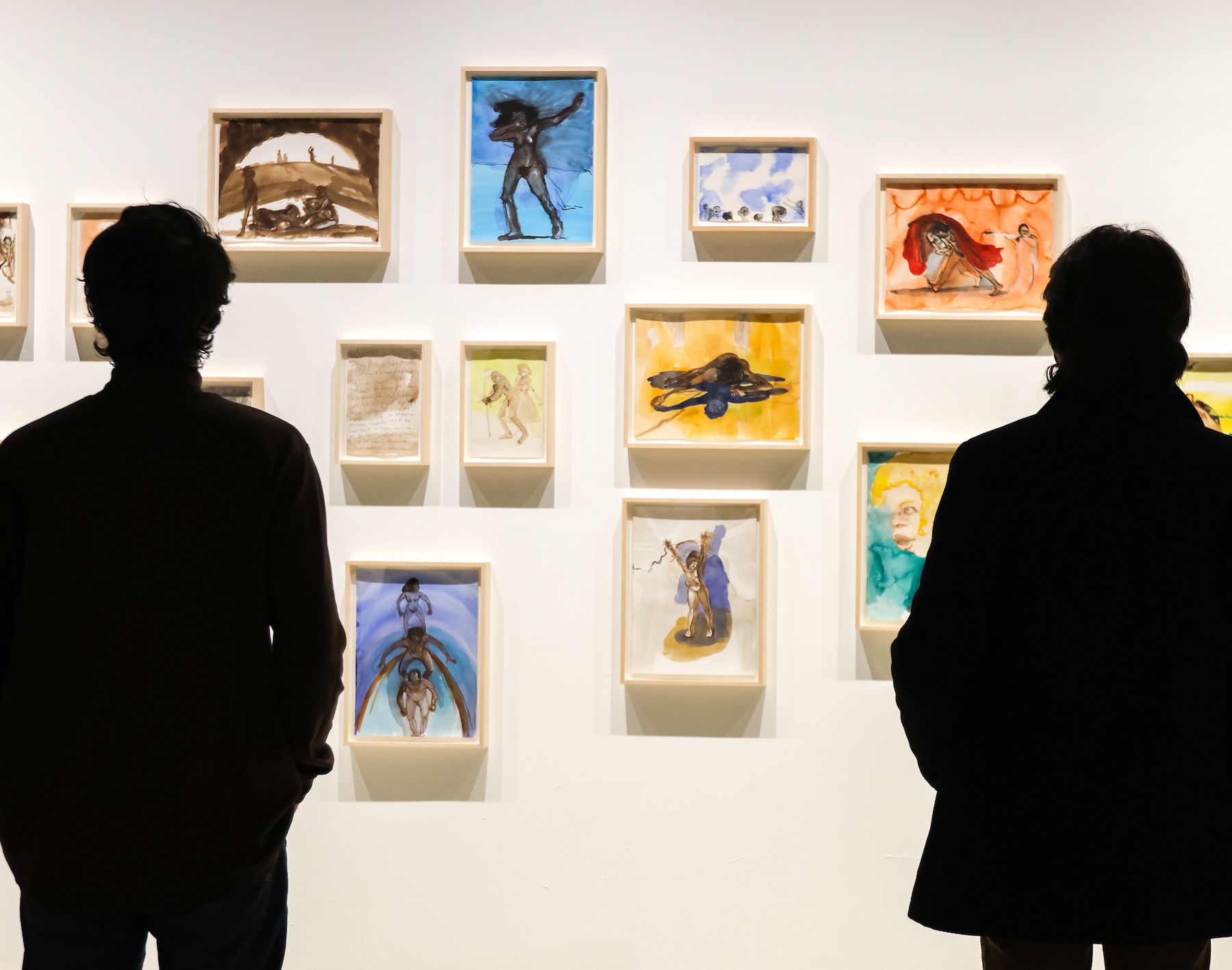 Visitors at the Athenaeum gallery viewing work in Kara Walker: Back of Hand during the opening reception for the exhibition on January 13, 2023.