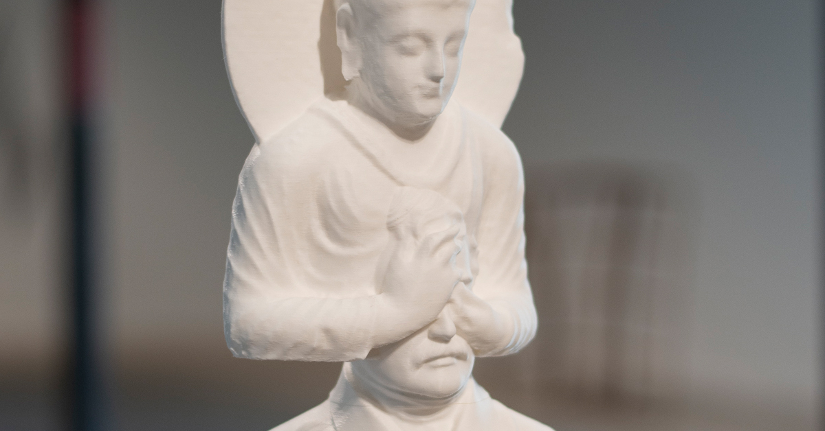 Buddha_Campbell, 3D printed PLA, metal hardware, 2021