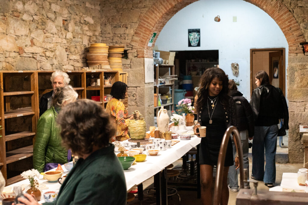 Visitors in ceramics studio at Jack Kehoe Center in Cortona, 2024.