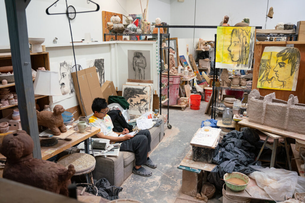 Yoon Hwang in his ceramics studio in April 2024. (Photo/Sidney Chansamone, sid.chansa@gmail.com)